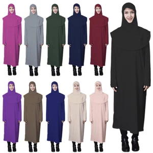 Muslim Niqab Burka Kaftan Abaya Women Prayer Dress One Piece Islamic Hooded Robe - Picture 1 of 29
