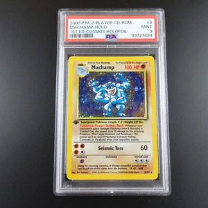PSA 9 Machamp 8/102 Base Set 2 Player CD Cosmos Holo Rare Graded Pokemon Card - Picture 1 of 3