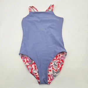 Zella Swimsuit One Piece Girls' Size 12 reversible Purple red Gray GL4470117BG - Picture 1 of 12