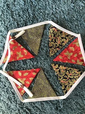 Bunting hecho a mano. Holly Botones Estrella Tema Navidad 1.5 METROS Aprox 7 BANDERAS Foto 1 de 4