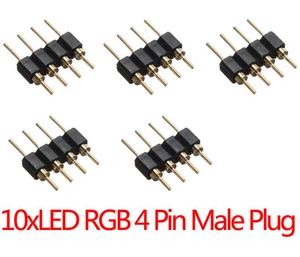 10 x 4-Pin Male Plug Adapter Connector for RGB 3528 5050 LED Strip Light Connect - Picture 1 of 4