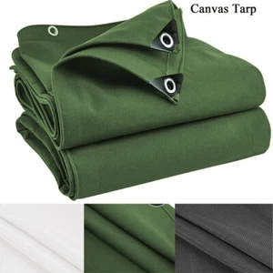 16oz Heavy Duty Canvas Tarp Thick Camping Garden Tarpaulin Cotton Shade Tent - Picture 1 of 25