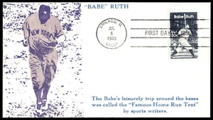 1983 FDC Babe Ruth Day April 1947 Rampant Lion Press Cachet - Picture 1 of 2