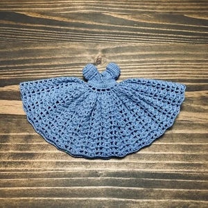 Vestido Muñeca Vintage Crochet Azul Mate Hecho a Mano ÚNICO EN SU CLASE 6 a 7 pulgadas Ver Notas - Imagen 1 de 14