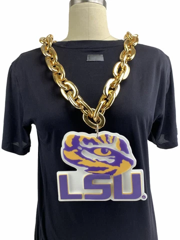 New NCAA LSU Tigers GOLD Fan Chain Big Necklace Foam Cover