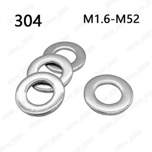 304 Stainless Steel Flat Washers Insulation M1.6 M2 M2.5 M3 M4 M5 M6 M8 M10-M52 - Picture 1 of 7