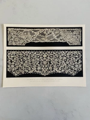 Antique Chromolithograph – Lace Designs Jane Clarke Victorian Textile Art Print  - Image 1 of 4