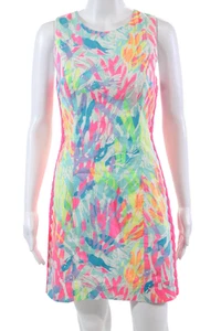 Lilly Pulitzer Womens Abstract Print Sea Shell Embroidered Dress Multi Colored S - Picture 1 of 7