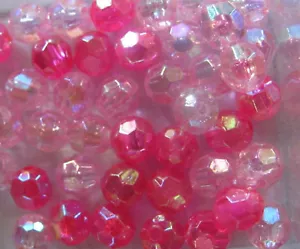 150 6mm round faceted plastic acrylic AB transparent beads choose colour - Picture 1 of 15