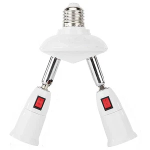 2 in 1 E27 Lamp Socket Splitter Adapter Adjustable Stand Bulb Holder with Switch - Picture 1 of 10