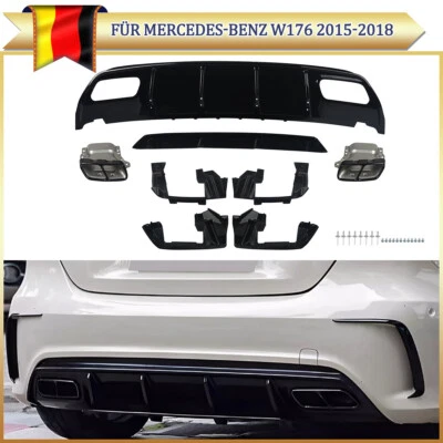 Heckdiffusor Stoßfänger Doppel Auspuffblenden Für Benz A-Klasse W176 12-18 A45 - Bild 1 von 4