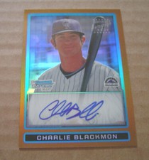 2009 Bowman Chrome Prospects Gold Refractor #BCP121 Charlie Blackmon Auto 47/50