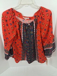 Blusa túnica Nanette Lepore pulóver manga campana para mujer grande roja calipso nueva con etiquetas - Imagen 1 de 10