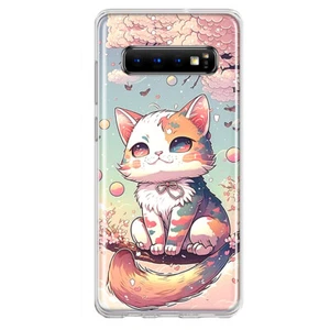 For Samsung Galaxy S10 Plus Shockproof Case Cherry Blossom Cute Cat Cover - Picture 1 of 6