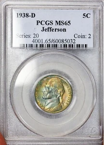 1938-D Jefferson Nickel PCGS MS-65 Beautiful Toning - Picture 1 of 2
