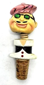 Bobblehead Golfer Man Wine Bottle Stopper Cork Vintage Collectible Japan - Picture 1 of 3