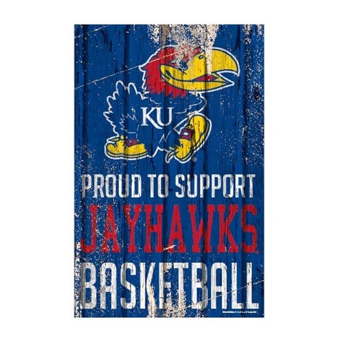 Kansas Jayhawks 11"x17" Proud to Support Wood Sign [NEW] NCAA Banner Wall Cover