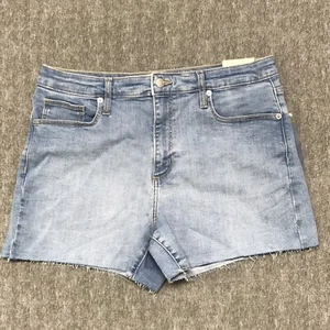 Universal Threads Shorts Womens 14 Blue Denim High Rise Midi Jean Raw Hem A11 - Picture 1 of 12