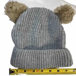 Koala Baby Beanie With Pom Pom Ears Gray Knit. - Picture 1 of 5