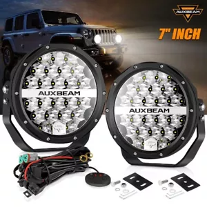 AUXBEAM 2pcs 7"INCH Round Spot Beam Pods Offroad LED Driving Work Lights+Wiring - Picture 1 of 12