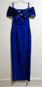 Vestido de Noche Vintage MORTON MYLES Hombro Descubierto Azul Cobalto Columna Formal Baile de graduación 4 - Imagen 1 de 9