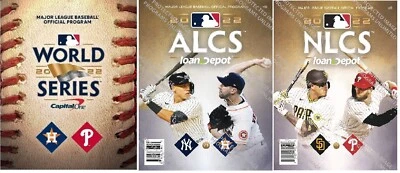 2022 WORLD SERIES + ALCS & NLCS PROGRAM SET (3) PHILLIES ASTROS PADRES YANKEES - Image 1 of 4