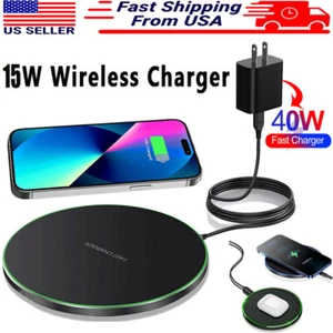 40W Wireless Charging Fast Charger Pad Mat For Samsung Galaxy S24 S23 S22 Ultra - Picture 1 of 17
