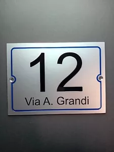 TARGA NUMERO CIVICO INCISO PERSONALIZZATO MM 150X110 ALLUMINIO ANODIZZATO - Foto 1 di 2