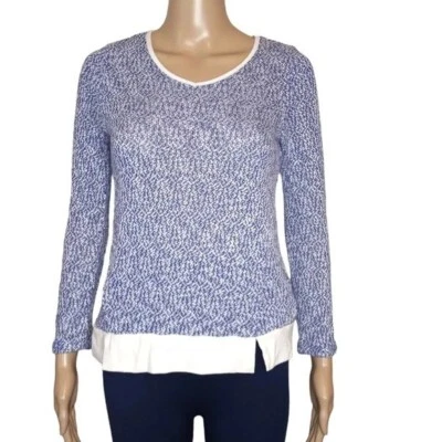 Speechless Girls Top Size Large Blue Knit Split Back V Neck - Image 1 of 4