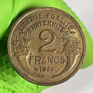 1934 France 2 Francs Coin Aluminum Bronze, Many Photos, Weight #545 - Picture 1 of 14
