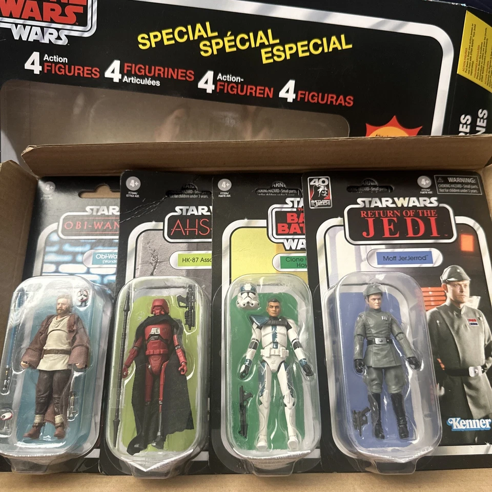 Lote de 4 figuras de acción de Star Wars The Clone Wars Obi Wan HK-87 Capitán Howzer Foto 1 de 4