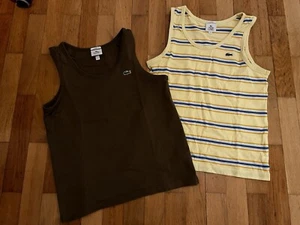 2 originale Lacoste Tanktops - Gr. M - Olivgrün/Braun U. Gelb - Bild 1 von 4