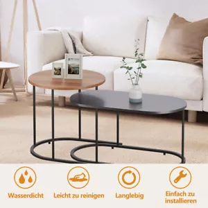 Couchtisch 2er-Set Beistelltisch Kaffeetisch Wohnzimmer Stahlgestell bis 30kg - Bild 1 von 8