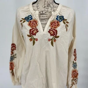 Driftwood Embroidered Peasant Top Oversized XS - Picture 1 of 6
