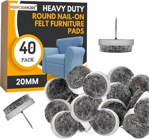 40 Pcs Felt Nail-on Slider Glide Furniture Chair Leg Feet Pads Floor Protector - Picture 1 of 4
