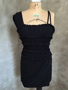 Leifnotes Anthropologie RUCHED SHEATH Dress VISCOSE SPANDEX Black SMALL Bodycon - Picture 1 of 9