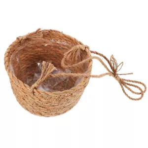Straw Hanging Basket Flower Pot Outdoor Plant Holder Planter Woven - Picture 1 of 12