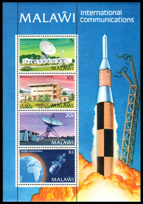 MALAWI 385a - Comunicaciones Internacionales "Hoja de Recuerdo" (pb45779) Foto 1 de 1