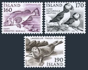 Iceland 534-536, MNH. Michel 558-560. Sebastes marinus, Fratercula arctica, 1980 - Picture 1 of 1