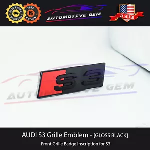 Insignia de parrilla delantera para Audi S3 emblema negro brillante línea S inscripción placa de identificación A3 - Imagen 1 de 2