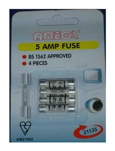 Omega 21135 Mains enchufe de seguridad eléctrica fusibles Reino Unido paquete de 5 amperios paquete de 4 blísters - Imagen 1 de 1
