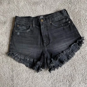 Urban Outfitters BDG Denim Shorts Womens 26 Black High Rise Cheeky Frayed Hem - Picture 1 of 9
