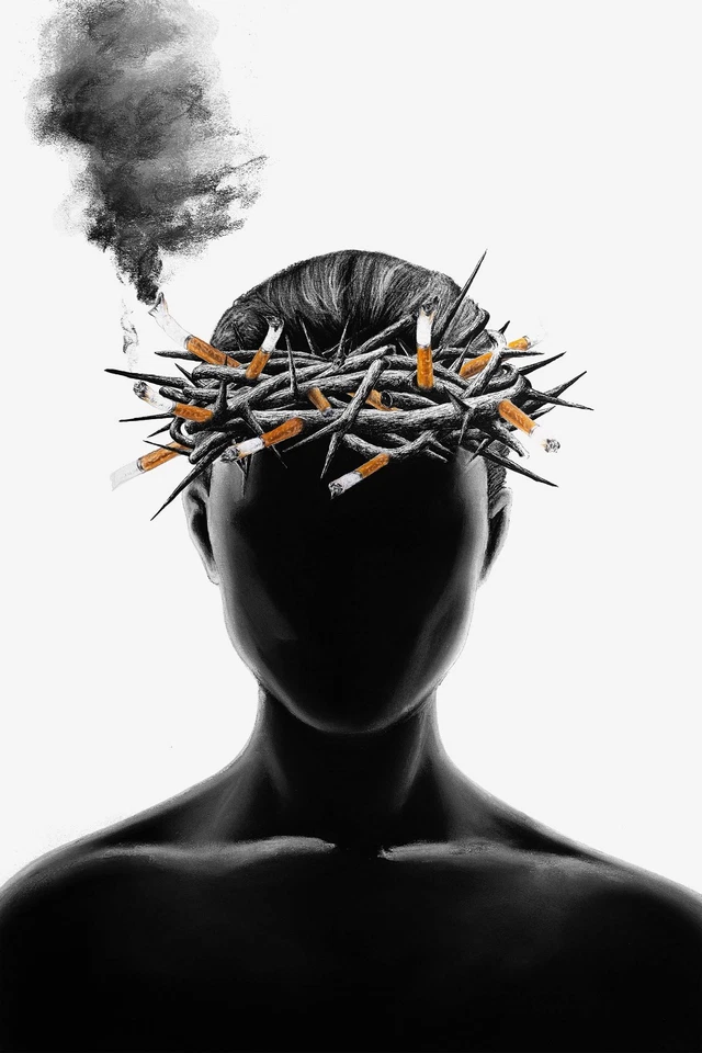 Original 20 x 30 Mezcla Media Dibujo Corona de Adicción #4 - Realismo Foto 1 de 1