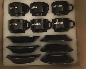 Cuban Coffee 6 Piece Espresso Set with Gold Trim - Dishwasher Safe Ceramic Cups - Picture 1 of 4