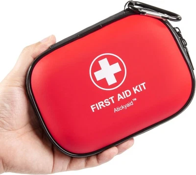 Mini First Aid Kit - 120 Piece Small Waterproof Hard Shell Medical Red  - Image 1 of 4