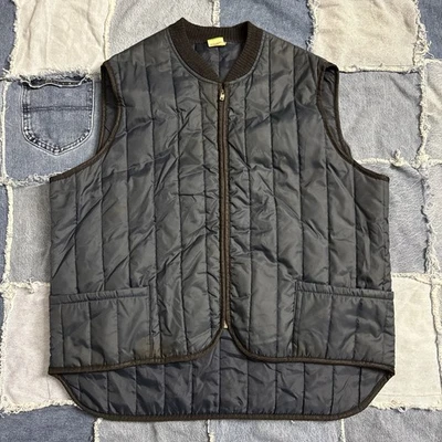 Sears Work Leisure Vest Mens Large Blue Full Zip Puffer 70s Quilted - Image 1 of 4