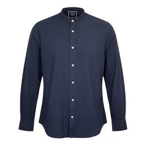 Charles Tyrwhitt Navy Blue Slim Fit Mens XXL Linen Blend Button Down Shirt - Picture 1 of 10