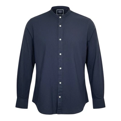 Charles Tyrwhitt Navy Blue Slim Fit Mens XXL Linen Blend Button Down Shirt - Image 1 of 4