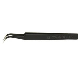 116mm Stainless Steel ESD Safe Curved Pointed Tweezers Anti Static Electronics - Picture 1 of 2