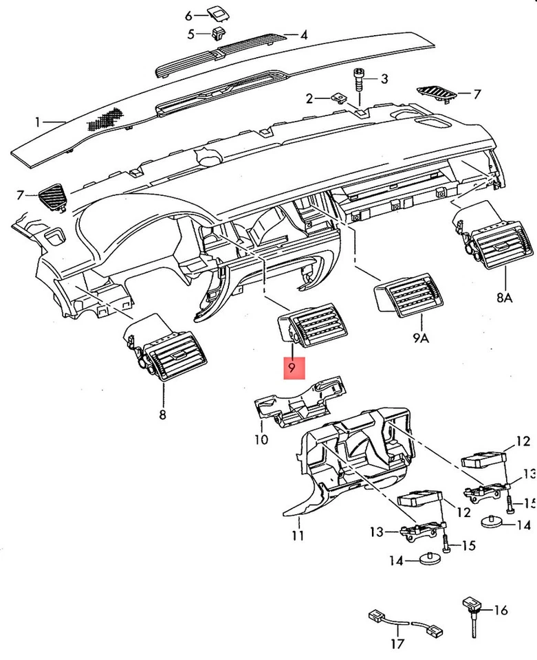 Original AUDI A8 S8 quattro 4E2 4E8 Vent Soul Negro 4E0820951H6PS Foto 1 de 1